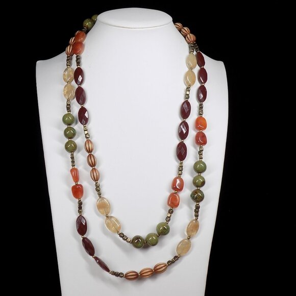 Premier Designs Jewelry - Premier Designs 54" Long Necklace Bronze Multi-color Stones Beads Mango Madness